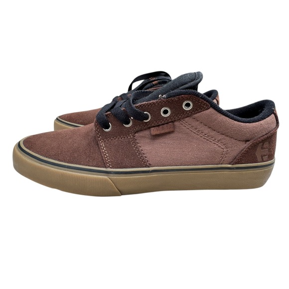 Etnies Skateboarding Shoes Mens Size 8.5 Brown Suede Canvas Gum Sole Low Top - Picture 1 of 10
